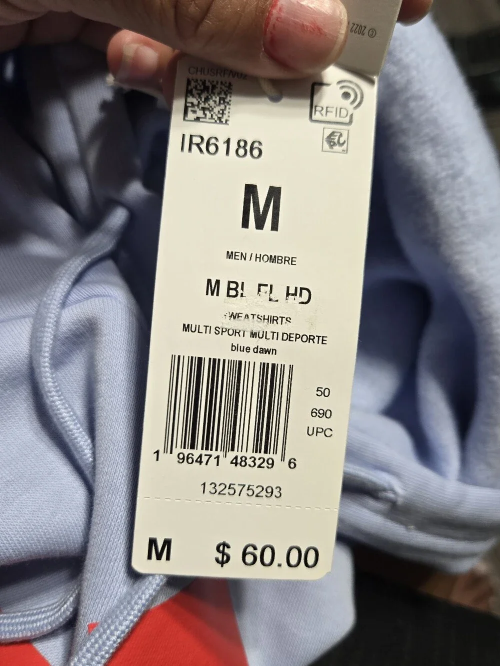 Adidas Men's Blue Dawn Sweatshirt Sz M NWT